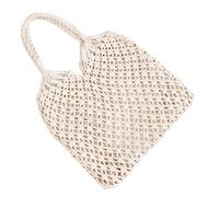 HOMOCONO Große Weiße Gehäkelte Strandtasche aus Baumwollseil Robuste und Verschleißfeste Schultertasche für Strand und Alltag Stilvoll und Geräumig
