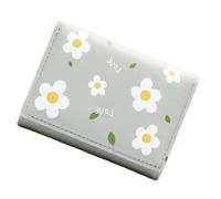 HOMOCONO Kurze Damen Geldbörse mit Blumenmuster, Dreifach Gefaltet, Grün | PU Material, Mehrfachfächer für Karten, Bargeld und Kleinteile, Elegantes Retro Design