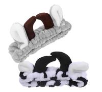 HOMOCONO Verstellbare Elastische Haarbänder Kuh Hautpflege Stirnbänder 2 Stück pack aus Weichem Flanell zum Make Up Auftragen und Gesicht Waschen für Damen