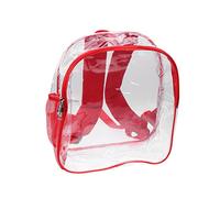 Homoyoyo 1stück Transparenter PVC Rucksack Für Junge Mädchen Mit Reißverschluss Schulrucksack Rot Für Schule Und Freizeit Verstellbare Träger Praktische Netztaschen Sicherer Und