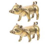 Homoyoyo 2 STÜCK Feng Shui Messing Schwein Schlüsselanhänger Anhänger Reines Messing Handgefertigt Dekorativ Glücksbringer Feng Shui Charm Safety Anhänger