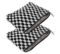 Homoyoyo 2 Stück Große Kariert Kosmetiktasche Strick Waschbeutel Aesthetic Make-up Organizer Für Frauen Mädchen Studenten Reise Kosmetik Aufbewahrung Tasche