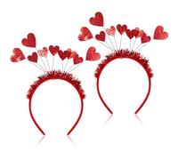 Homoyoyo 2 Stück Herzförmige Pailletten Haarbänder für Mädchen Leichtes Rotes Haarband zum Valentinstag Zarter Haarschmuck für Partys und Fotos