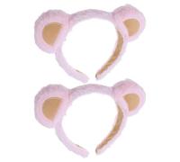Homoyoyo 2 Stück Pack Plüsch Bärenohren Haarband Rosa Weiches Gesichtshaarband für Damen Spa Stirnband mit Tierohren für Cosplay Party und Hautpflege