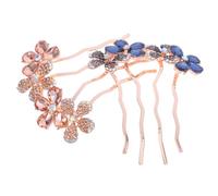 Homoyoyo 2 Stück Rhinestone Braut Haarkamm Funkelnde Strass Haarnadeln für Hochzeit und Party Elegante Haarschmuck Steckkämme in Blau und Champagner Stilvoller Kopfschmuck für Bräute und