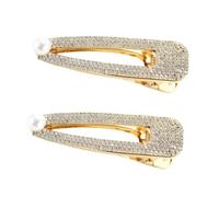 Homoyoyo 2 Stück Strass Haarspangen mit Perlen für Braut Goldfarbener Haarschmuck Robust und Langlebig Geeignet für Kurze und Lange Haare Festlicher Kopfschmuck
