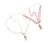 Homoyoyo 2 Stück Vintage Boho Hochzeit Haarband mit Perlen und Strass Handgefertigte Braut Stirnbänder für Festival Party und Brautfrisur Eleganter Barock Stil Weiß und Rot
