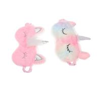 Homoyoyo 2stücke Einhorn-schlafmaske aus Plüsch mit Farbverlauf von Weiche Tier-augenmaske Lichtblockierende Schlafmaske für Junge Mädchen Reisen und Zuhause