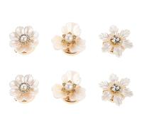 Homoyoyo 3 Paare Damen Manschettenknöpfe mit Perlen und Strass Blumen design Elegante Knopfabdeckungen für Hemden Modischer Schmuck für Smoking Businesshemden Leicht und Komfortabel