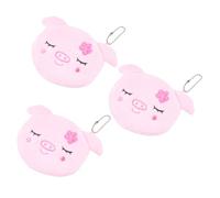 Homoyoyo 3 Stück Plüsch Münzgeldbörse Schweineform Rosa Kleine Schlüsseltasche Mit Reißverschluss Für Mädchen Alltag Reise