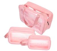 Homoyoyo 3 Stück Teiliges Wasserdichtes Reise Kulturbeutel Große Kapazität Dickes Material Klare Make Up Tasche Damen Tragbares Kosmetik Organizer mit Praktischem Henkel für Unterwegs