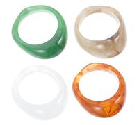 Homoyoyo 4 Stück Bunte Harzringe aus Kunstharz Komfortable Vintage Fingerringe in Verschiedenen Farben Umweltfreundlicher Fingerschmuck für Freunde und Mädchen Zufällige Zufällige Farbe