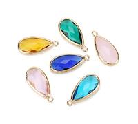 Homoyoyo 5 Stück 5 teiliges Tropfenförmiges Glasanhänger Pavé Fassung DIY Schmuckzubehör für Halskette Ohrringe Armband Mini Anhänger Basteln Schmuckanhänger Basteln Zubehör in Gem Blau