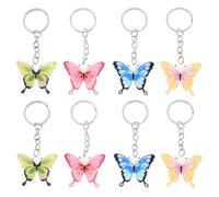 Homoyoyo 8 Stück pack Bunte Schmetterlings Schlüsselanhänger aus Metalllegierung mit Karabinerverschluss Leuchtende Cartoon Deko für Schlüssel Taschen und Rucksäcke Zufälliger Stil