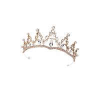 Homoyoyo Barocke Strasskrone Gold für Damen Runde Hochzeitskrone Haarschmuck mit Funkelnden Kristallen Klassisches Stirnband für Brautfrisur und Festliche Anlässe