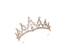 Homoyoyo Barocke Strasskrone Gold Haarschmuck für Damen Hochzeitskrone mit Kristallsteinen Klassische Retro Krone für Brautfrisur