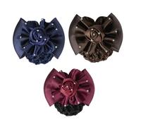 Homoyoyo Haarnetz mit Schleife 3 Stück Haarspangen Snood für Dutt Bun Cover aus Polyester mit Strass für Hotel Krankenhaus Büro (Braun Blau Rosenrot)