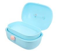 Homoyoyo Mehrschichtiger Nähkästchen Organizer Aus Kunststoff 3-lagiger Haarschmuck Und Schmuckbox Blau Mit Fächern Für Haaraccessoires Und Nähzubehör Tragbare Aufbewahrung Für Kinder Und Haushalt