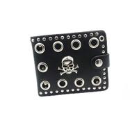 Homoyoyo Portemonnaie Für Herren Aus Pu-Leder Mit Nieten Und Gotischem Totenkopf-Kreuz-Motiv Im Biker-Punk-Stil Leicht Und Tragbar Für Kreditkarten Visitenkarten Und Mehr