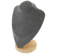 Homoyoyo Schmuckständer Halskettenbüste Mittelgrau aus Bambus Holz Schmuckpräsentationsständer für Laden Messe und Zuhause Schmuckhalter für Ketten und Anhänger