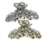 Homoyoyo Vintage Haarspangen 2 Stück Strass Metall Krallenklammern Für Dickes Dünnes Haar Damen Haarschmuck Für Büro Reisen Party