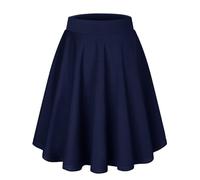 Homrain Damen Tennisrock Midirock Weihnachten A-Linie Hohe Taille Rock Schule Skater Basic Rock Navy-Midi S