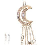 HOMSFOU 2 Stück Haarspangen Mondform mit Langer Quaste aus Legierung Haarschmuck für Hochzeit Party Alltag Elegante Haarnadeln in Gold und Silber