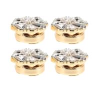 HOMSFOU 4 Stück Manschettenknöpfe Damen Bluse Strass Blumen Motiv Goldfarbene Legierung Elegante Schmuckknöpfe für Hemd und Kleid Festlich und Vielseitig