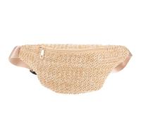 HOMSFOU Bauchtasche Sommer Kleiner Hüfttasche aus Strohimitat Leichte Umhängetasche mit Polyester Geräumige Gürteltasche für Outdoor Sport und Stadtbummel