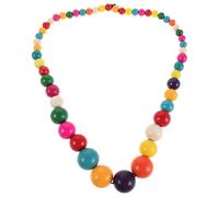HOMSFOU Boho Halskette Damen mit Bunten Holzperlen Leichte Retro Perlenkette in Langem Design als Schmuck für Sommerferien und Festival Outfits