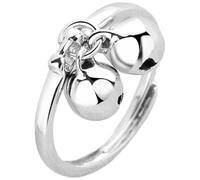 HOMSFOU Damenring Kugelglockenring Verstellbar Offener Ring Doppelglockenring Feiner Schmuck für Festivals und Freizeit