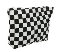 HOMSFOU Kariertes Kosmetiktäschchen aus Cord Tragbare Make Up Tasche mit Reißverschluss und Henkel Waschbarer Kulturbeutel für Reisen und Alltag