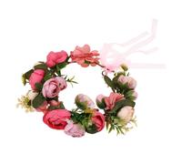 HOMSFOU Künstliches Boho Haarband mit Pinken Kunstblumen Brautkranz Kopfschmuck Dekoratives Stirnband für Hochzeit Festival und Fotoshooting