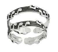 HOMSFOU Musikalische Notenringe Paarring Kupfer Offener Ring Verstellbar Alltag Geschenk für Damen und Herren mit 2 Teiligem Partnerring Satz