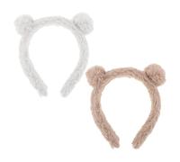 HOMSFOU Plüsch Bärenohren Haarreifen 2 Stück pack Weiches Komfortables Stirnband für Damen Sitz für Make Up und Gesichtsreinigung Niedliches Tierohren Stirnband für Halloween und Party