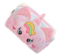 HOMSFOU Plüsch Kosmetiktasche Einhorn mit Henkel Reise Kulturbeutel für Teenager Mädchen Geräumiges Make Up Etui aus Weichem Plüsch Cartoon Schminktasche für Reisen und Toilettenartikel
