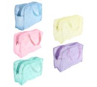 HOMSFOU Reise Kosmetiktasche 5 Stück mit Henkel Tragbarer Kulturbeutel in 5 Farben Vielseitiger Kosmetikaufbewahrungsbeutel für Damen