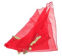 HOMSFOU Rotes Kopftuch mit Münzen für Bauchtanz und Besondere Anlässe aus Chiffon und Metall mit Vielseitiger Funktionalität und Boho Vintage Stil für Frauen