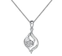 Homxi 14 Karat White Gold Necklace Pendant Women, Flower with 0.14ct Diamond, Necklace Silver for Women
