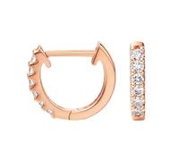Homxi 375 Rosegold Ohrringe Damen, Einfache Rund mit Diamant 0,25 Karat, Damen Ohrringe Rosegold Creole