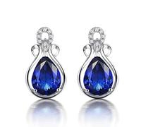 Homxi 585 Weißgold Ohrringe Damen für Hochzeit, Wassertropfen mit Tansanit 2,79 Karat und Diamant, Ohrringe Blau Silber Damen Stecker