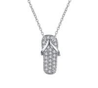 Homxi Chain Necklace Women 18Kt White Gold, Slipper with Created Diamond, Women Silver Pendant Necklace Chain
