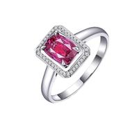 Homxi Damen Eheringe 950 Platin Ringe, Rechteck und 4 Zinken Oval mit Lila Rosa Saphir 0,79 Karat und Diamant, Damen Ringe Eheringe Verlobungsringe Silber Lila Rosa, Gr. 56 (17.8)