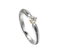 Homxi Damen Eheringe Ring 750 Weißgold und Gelbgold, Solitäre Rund mit Diamant 0,1 Karat, Damen Silber Gold Verlobungsringe, Größe 57 (18.1)