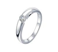 Homxi Damen Eheringe Ringe Weißgold 14 K, Solitäre Rund mit Diamant 0,15 Karat, Damen Verlobung Silber Trauringe, Gr. 58 (18.5)