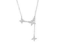 Homxi Damen Halskette mit Anhänger Weißgold 14 Karat, Schmetterling mit Moissanit, Damen Halskette Silber Anhänger