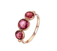 Homxi Damen Hochzeitsringe Ring 14 Karat Roségold 585, Rund mit Turmalin 1,47 Karat, Rosegold Verlobungsring Damen Ringe, Größe 61 (19.4)