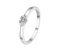 Homxi Damen Hochzeitsringe Ring Weißgold 9K, Solitär Herz mit Erstellter Diamant 0,3 Karat, Verlobung Ringe Silber für Frauen, Gr. 58 (18.5)
