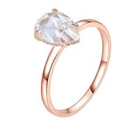 Homxi Damen Hochzeitsringe Ringe Roségold 14 K, Solitäre Wassertropfen mit Moissanit 3 Karat, Verlobung Ringe Rosegold für Frauen, Gr. 49 (15.6)