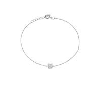 Homxi Damen Kette Armband Weißgold 585 14 Karat, Kette mit Quadrat und Diamant, 16 CM + 5 CM Verlängerung, Armband Damen Silber